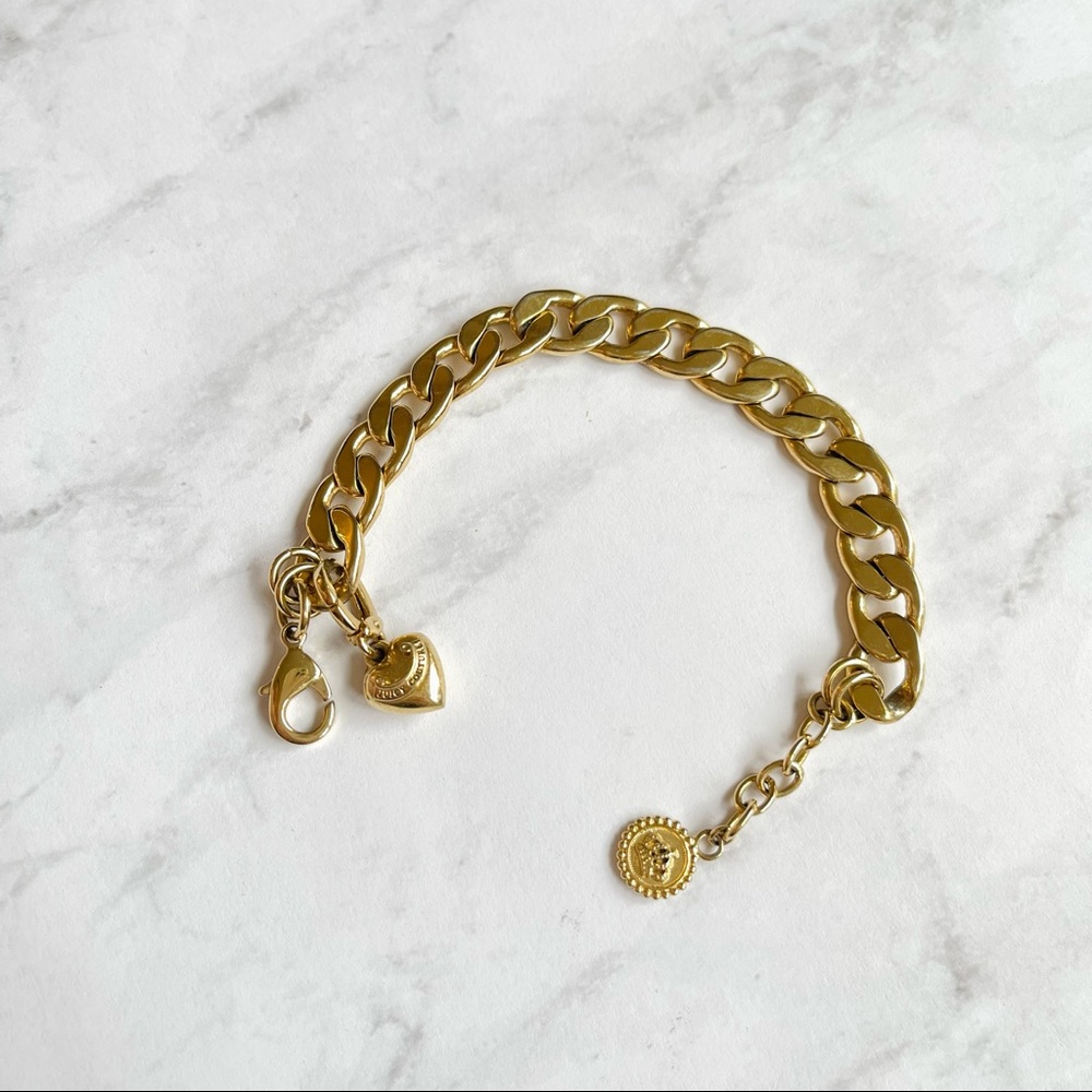 Juicy Couture Chunky Chain Mini Puffy Heart Charm Bracelet